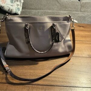 COACH Morgan Color Block Pebble Leather w/Exotic Embossed Trim Satchel/Crossbody